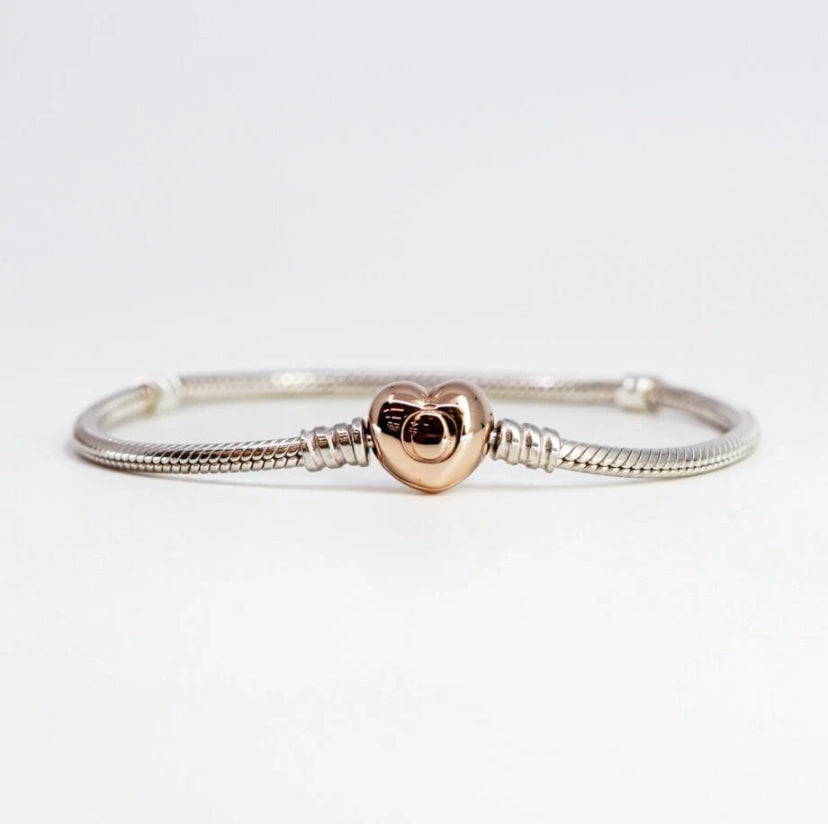 Heart Clasp Snake Chain Bracelet